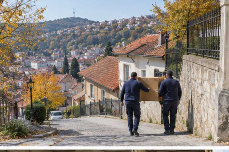 Dans une rue en pente de Sarajevo, déménagement de Paris vers la Bosnie-Herzégovine