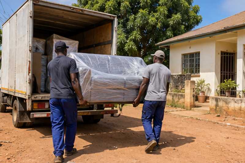 Sous un ciel nuageux mais sec, déménagement de Paris vers la Guinée