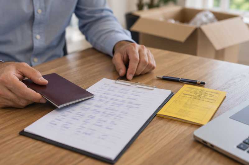 Dans un bureau clair, déménagement de Paris vers la Guinée