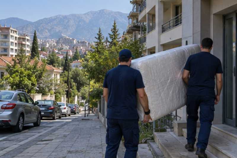 Dans une rue résidentielle de Pristina en fin d'été, déménagement de Paris vers le Kosovo