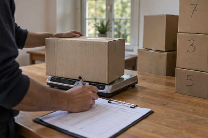 Sur une table en bois, déménagement de Paris vers le Libéria