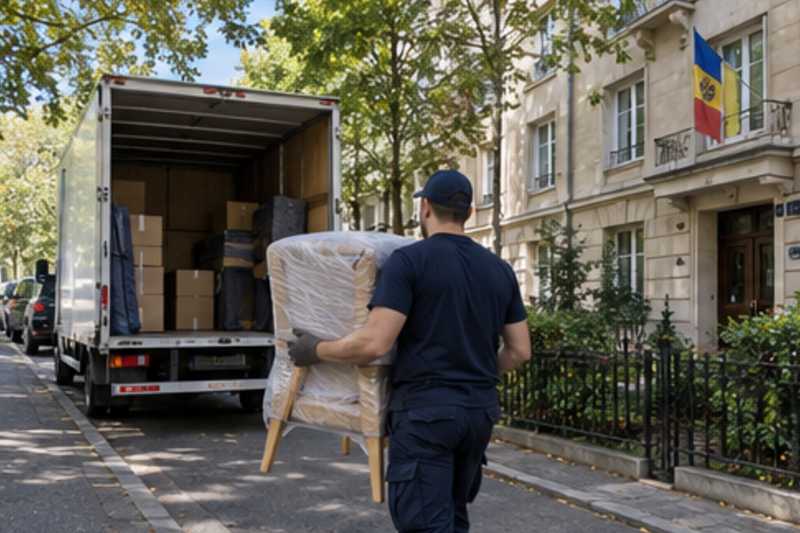 Dans une rue arborée de Chișinău, déménagement de Paris vers la Moldavie
